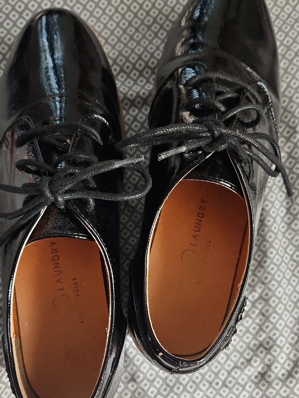 Laundry By Shelli Segal Men’s Black Patent Leather Lace-Up Oxfords